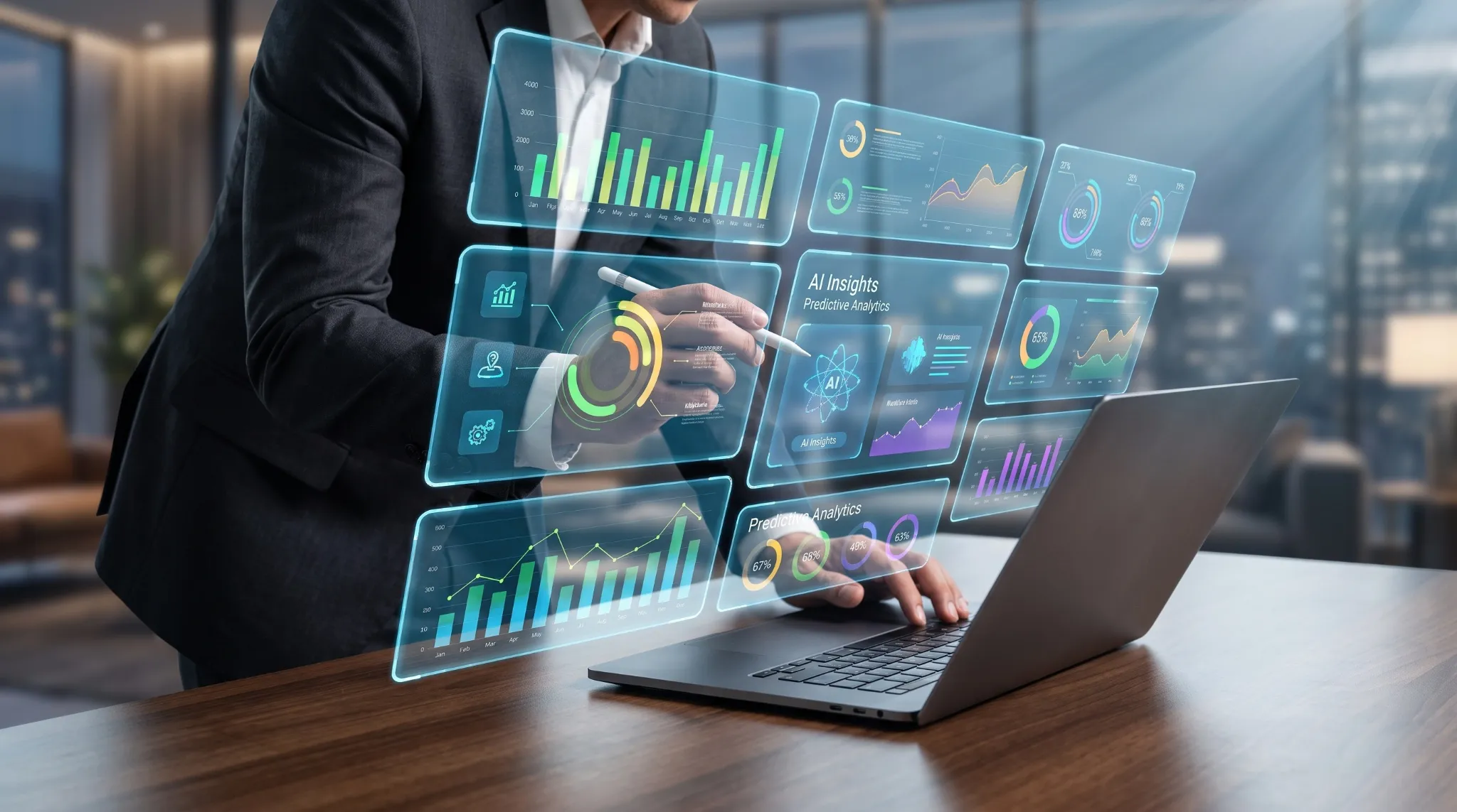 Executive analytics and predictive intelligence dashboards